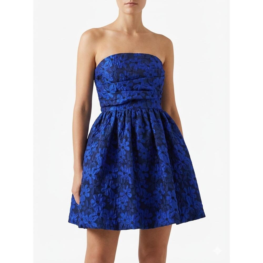NWT Amanda Uprichard Oscar Strapless Floral Jacquard Bubble Mini Dress Size Smal